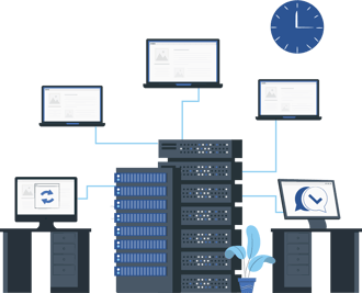 servers and monitors