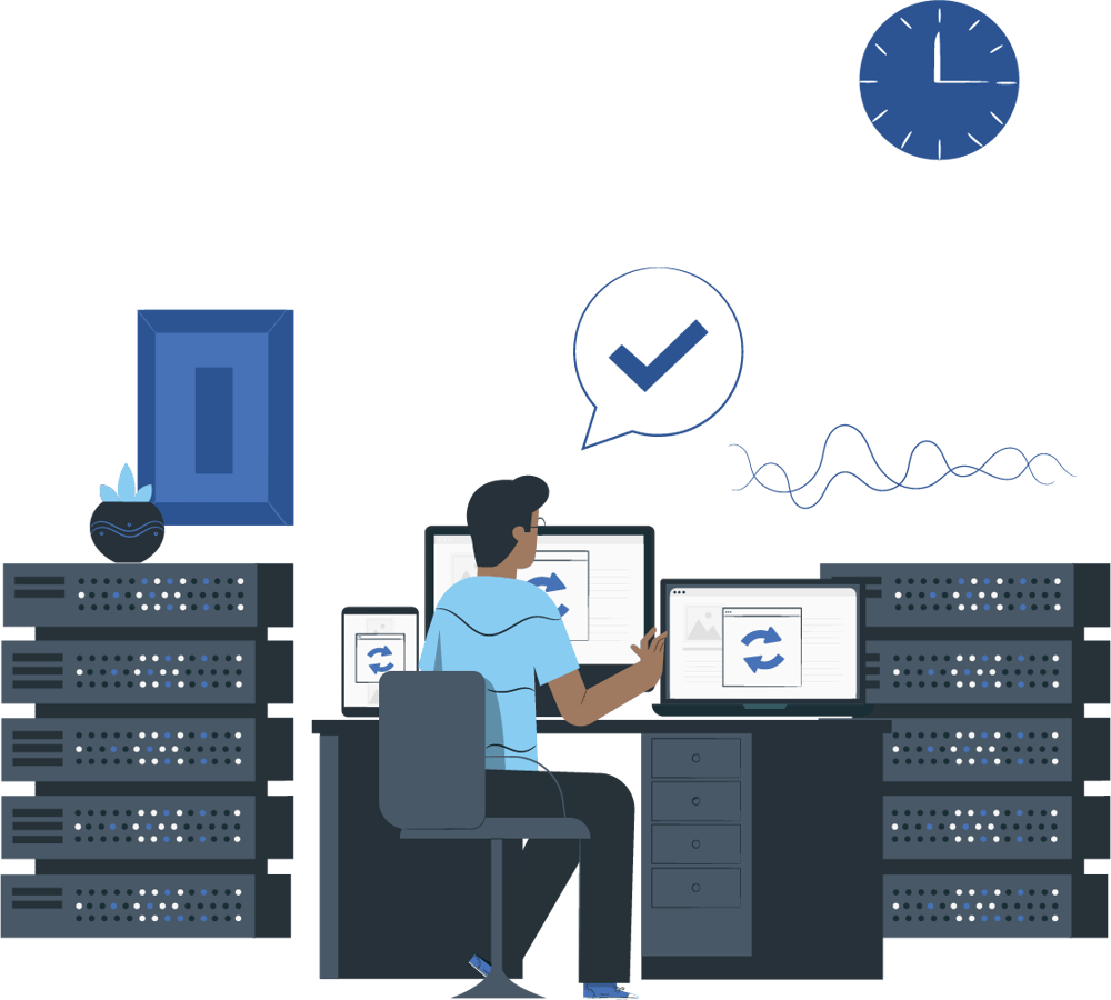 man monitoring server