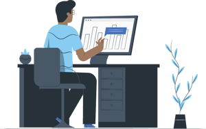 person monitoring databases at desk