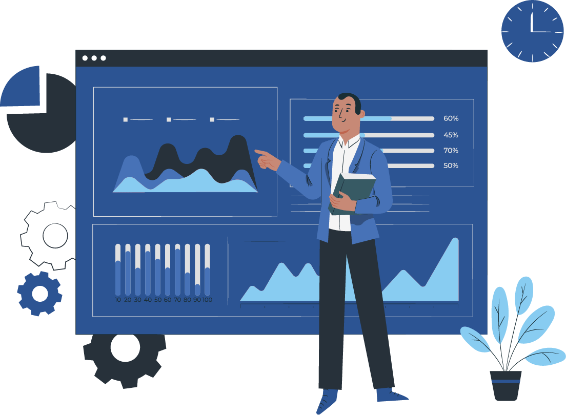 noc staff person pointing at graph